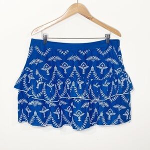 ASOS Blue & White Floral Eyelet Ruffle Skirt